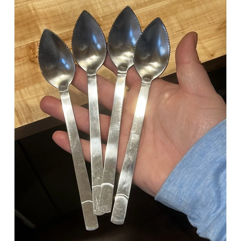 Set of 4 Trudeau Stainless Steel Serrated Grapefruit Spoons